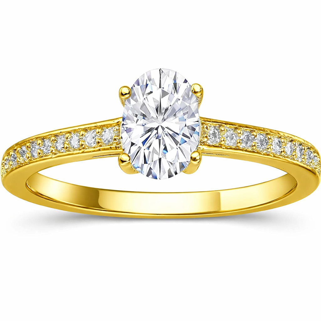 22K Gold Vermeil Moissanite Solitaire Ring