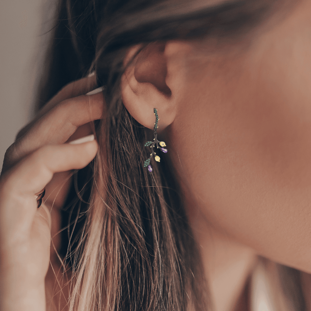 Amethyst Leaf Dangling Earrings Fine Color Jewels $50-100, 925-Sterling-Silver, Amethyst, Dangle, dla-dm-discount-all-143240, dla-dm-discount-all-154898, Oval, Purple, sale