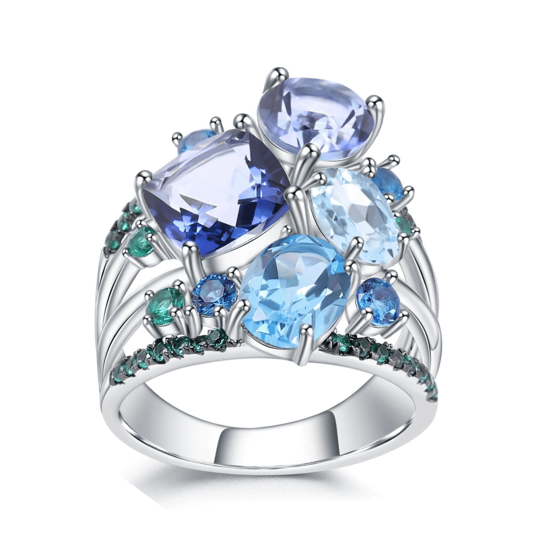 Mystic Quartz and Blue Topaz Statement Ring - Main Image