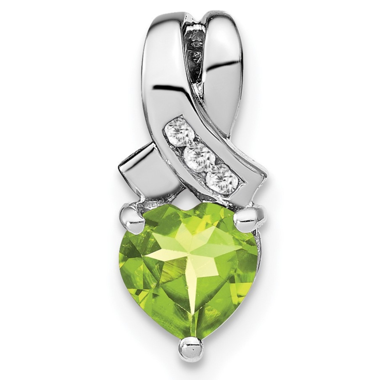 Sterling Silver Gemstones and Diamond Heart Pendant