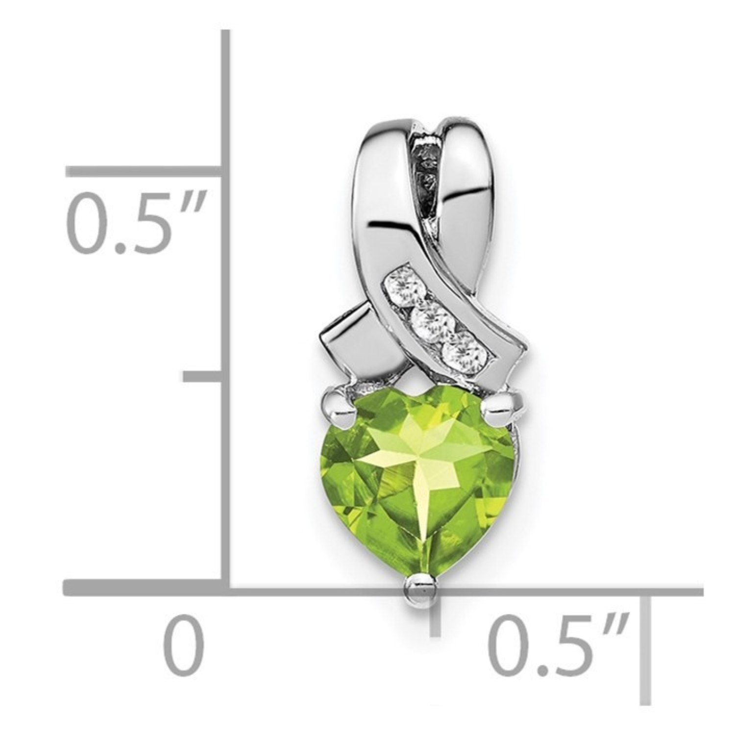 Sterling Silver Gemstones and Diamond Heart Pendant