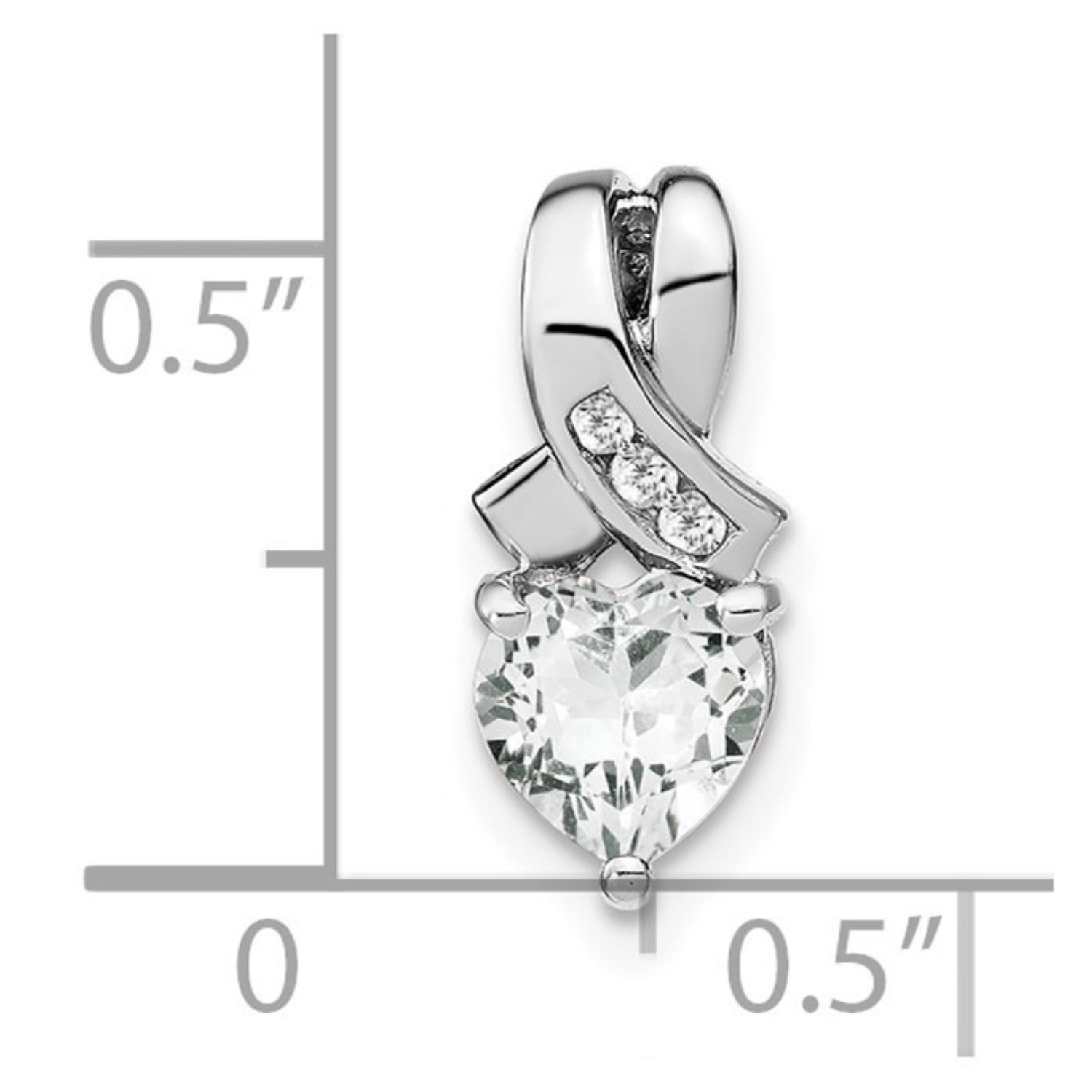 Sterling Silver Gemstones and Diamond Heart Pendant