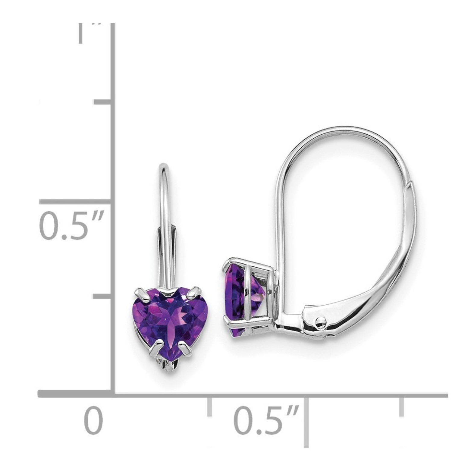 14k Gold Heart Gemstone Leverback Earrings