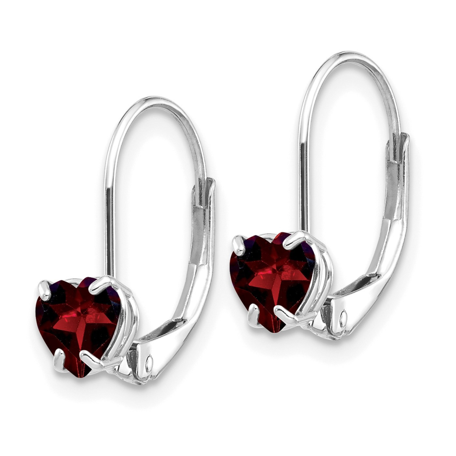 14k Gold Heart Gemstone Leverback Earrings