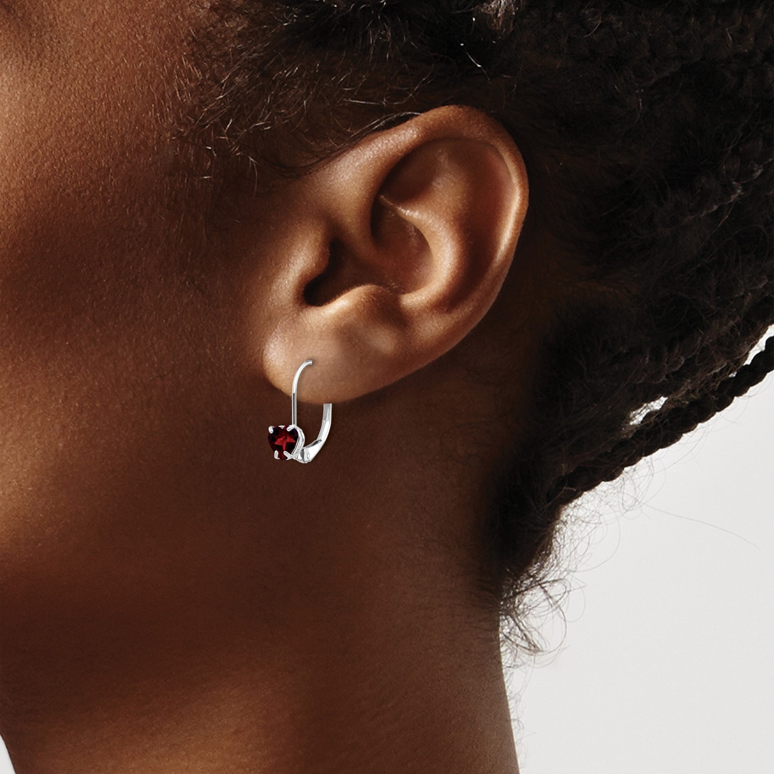 14k Gold Heart Gemstone Leverback Earrings