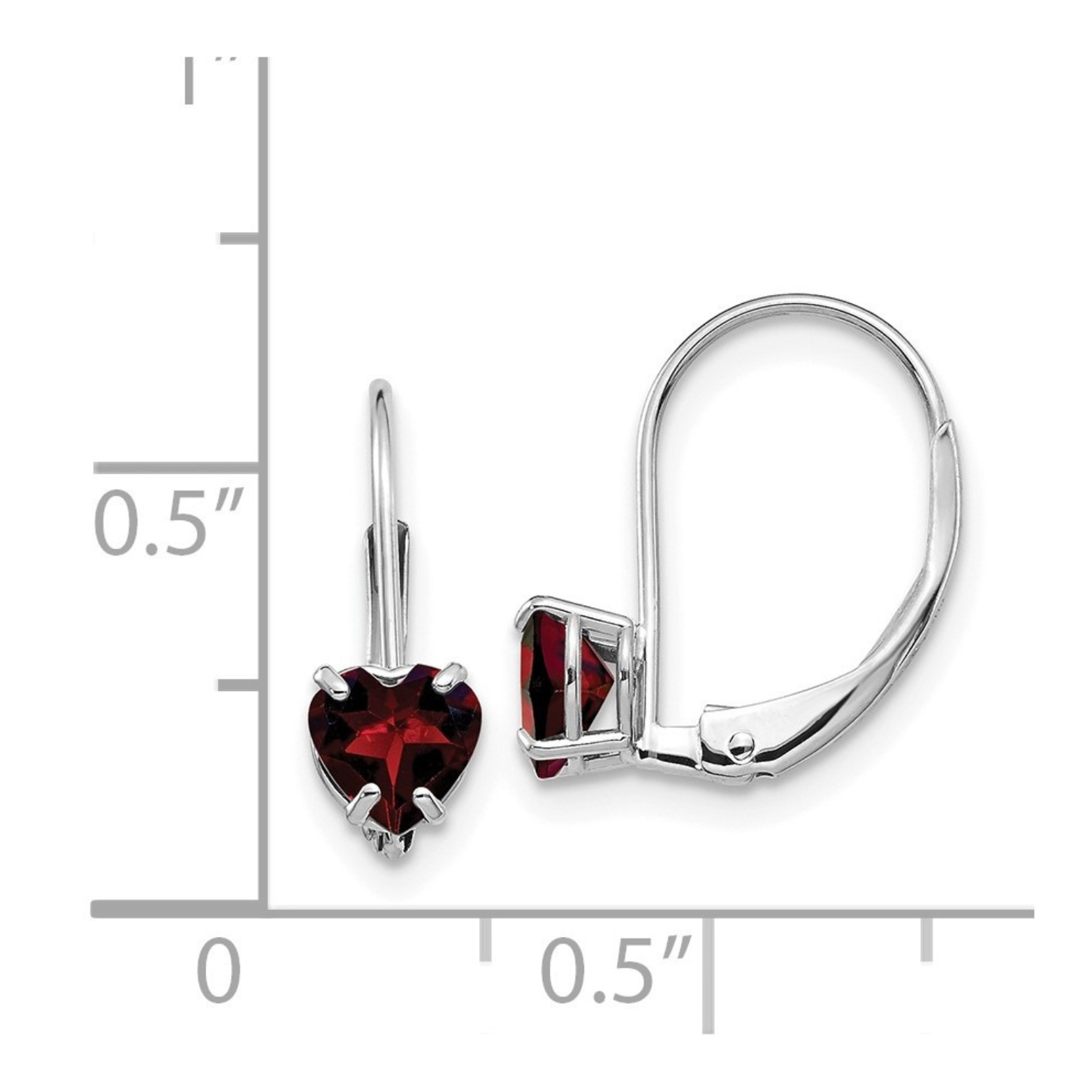 14k Gold Heart Gemstone Leverback Earrings