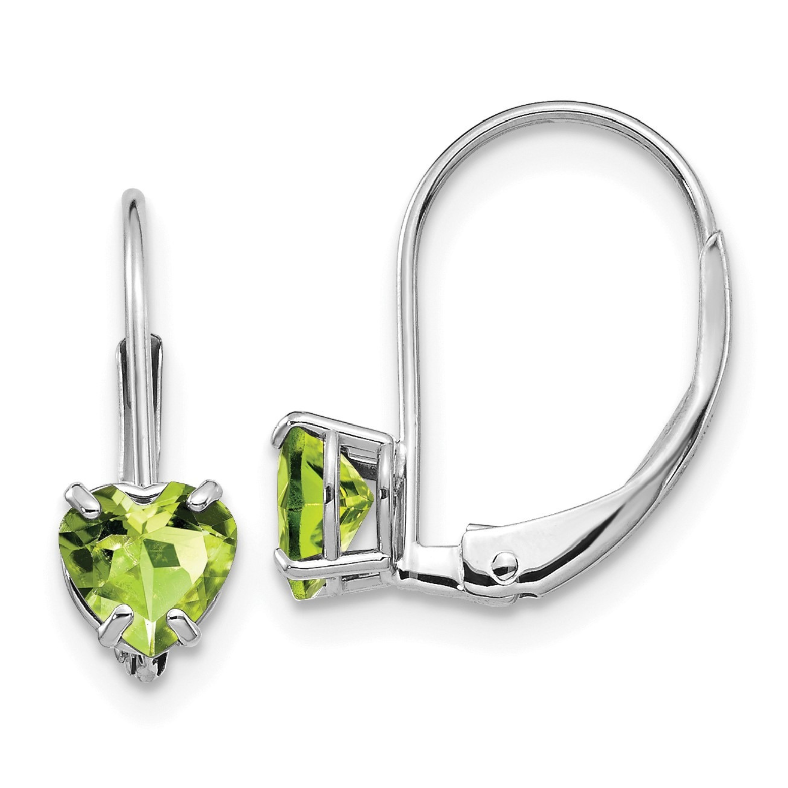 14k Gold Heart Gemstone Leverback Earrings