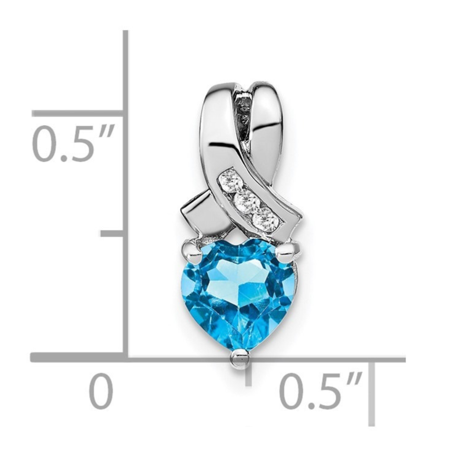 Sterling Silver Gemstones and Diamond Heart Pendant