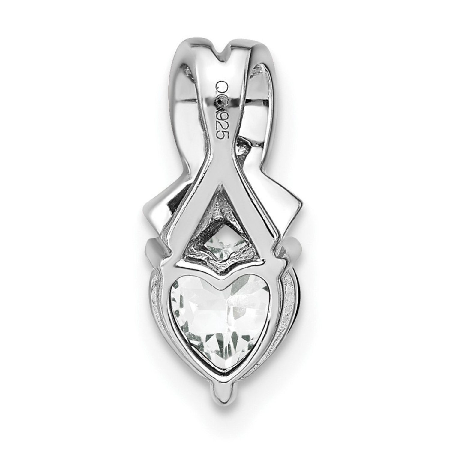 Sterling Silver Gemstones and Diamond Heart Pendant