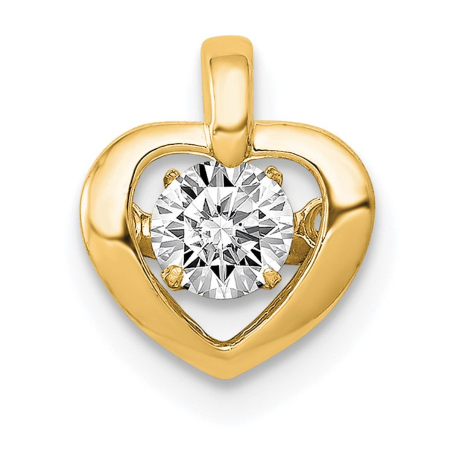 14k Yellow Gold Lab Diamond Heart Solitaire Pendant