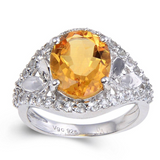 Citrine Flower Petal Statement Ring, citrine and topz ring, fancy ring design, affordable citrine ring designs