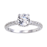 White Topaz Solitiare Engagement Ring, round shape diamond ring design, round cut diamond, 925 sterling silver ring