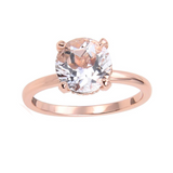 White Topaz Solitiare Engagement Ring in Rose Gold, Sterling Silver ring, 925 Sterling Silver ring, wedding ring, round shape gemstone ring