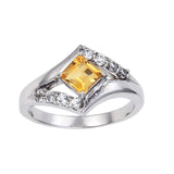 Citrine Square Chunky Fashion Ring, Stunning yellow gemstone design, citrine ring design
