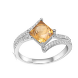 Citrine Star Solitaire Ring, princess cut gemstone ring design, stunning yellow gemstone