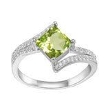 Peridot Square Solitaire Ring, stunning green gemstone, wedding ring design, small carat size ring