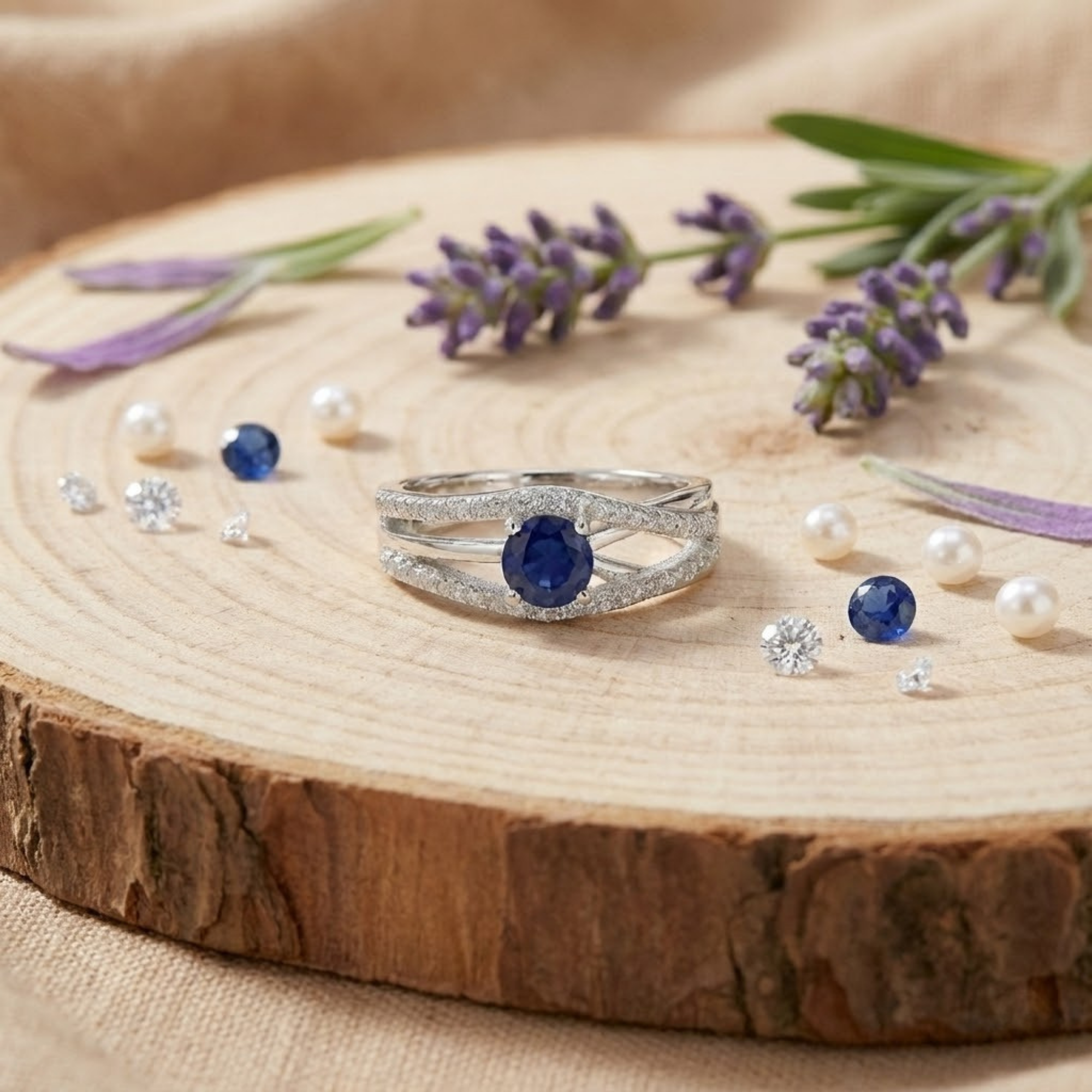 Blue Sapphire Split Band Fashion Ring