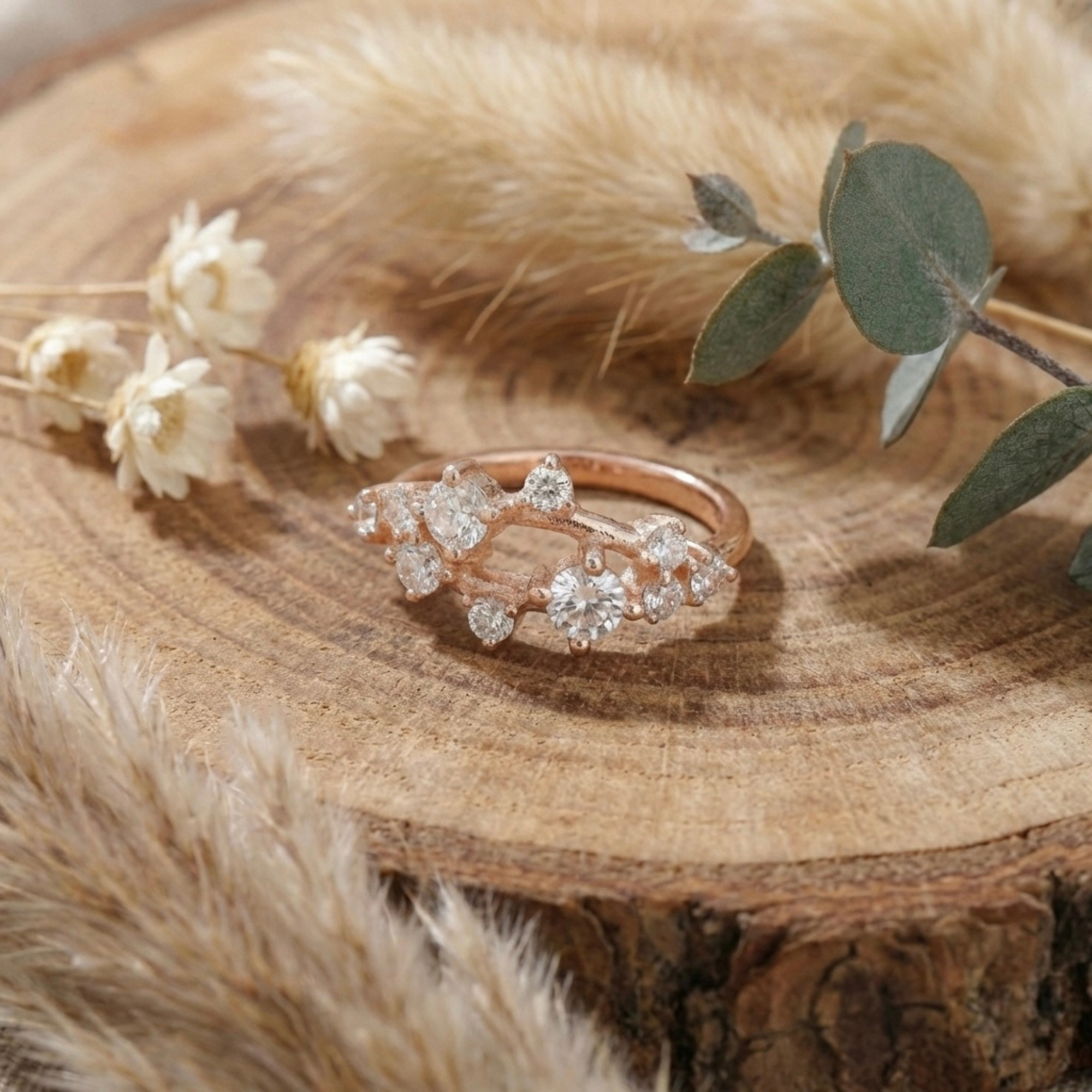 White Sapphire Cluster Ring Fine Color Jewels