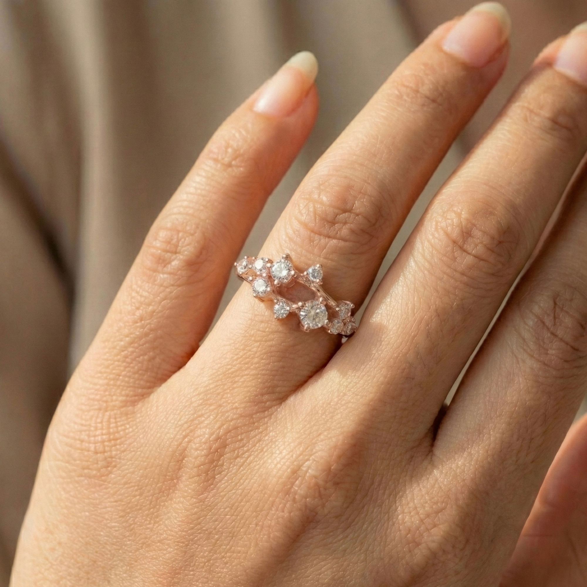 White Sapphire Cluster Ring Fine Color Jewels