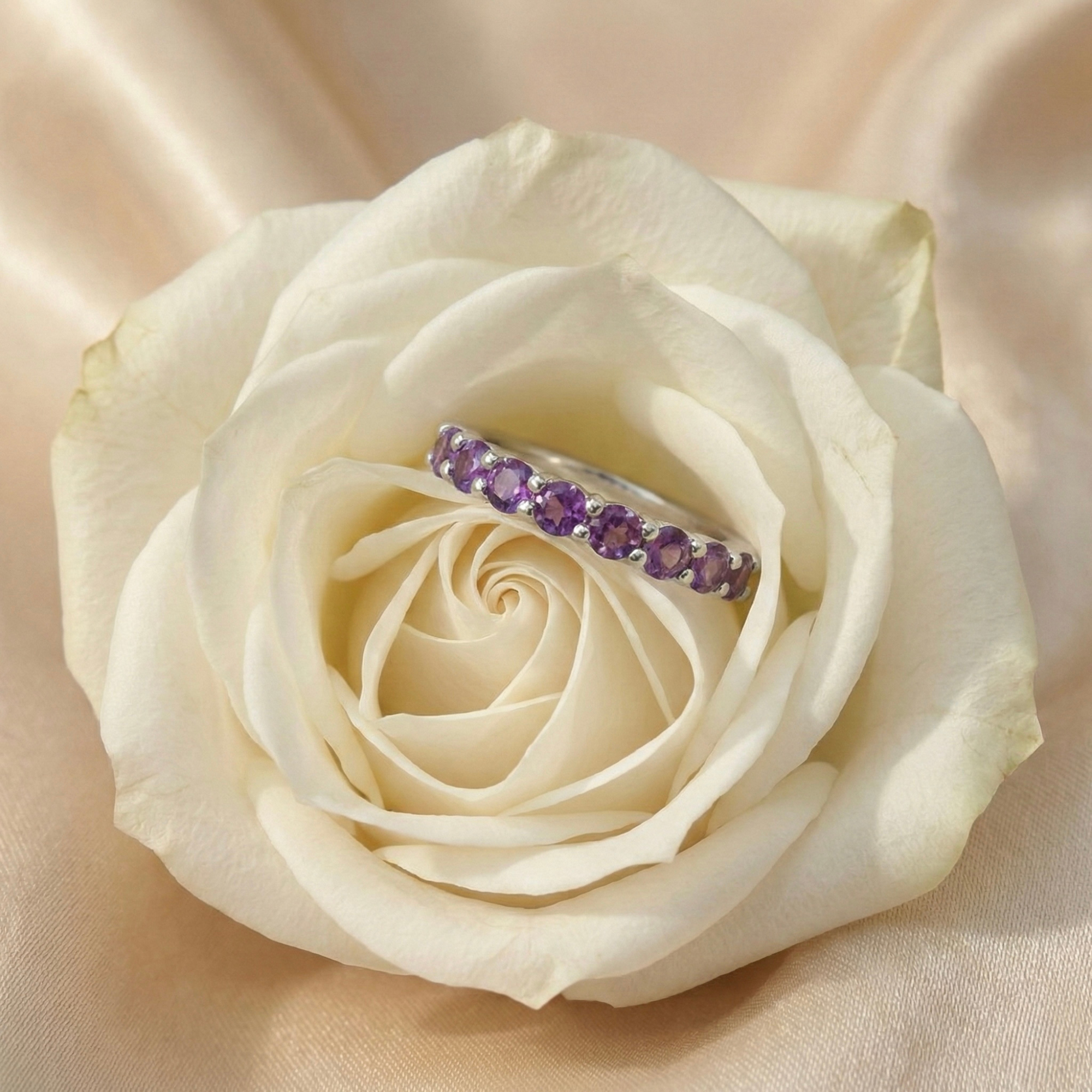 Amethyst Half Eternity Ring