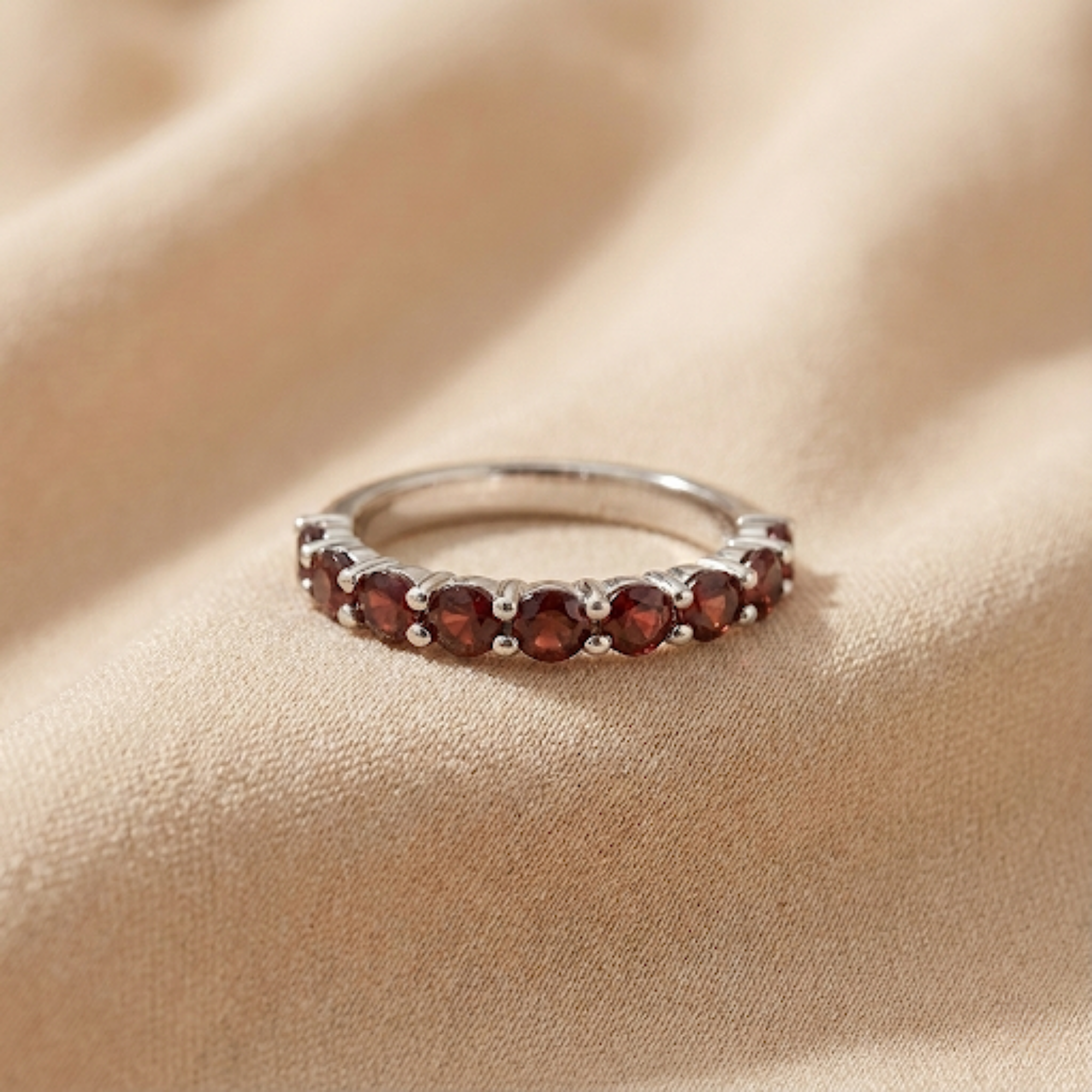 Garnet Half Eternity Ring