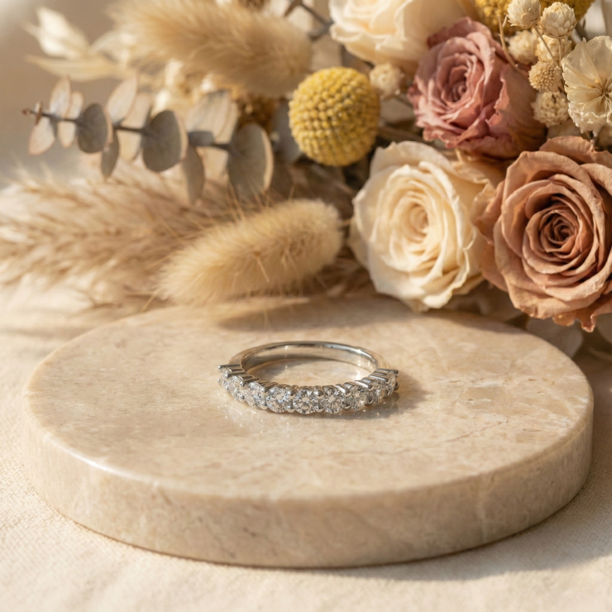 Half Eternity Band Moissanite Ring