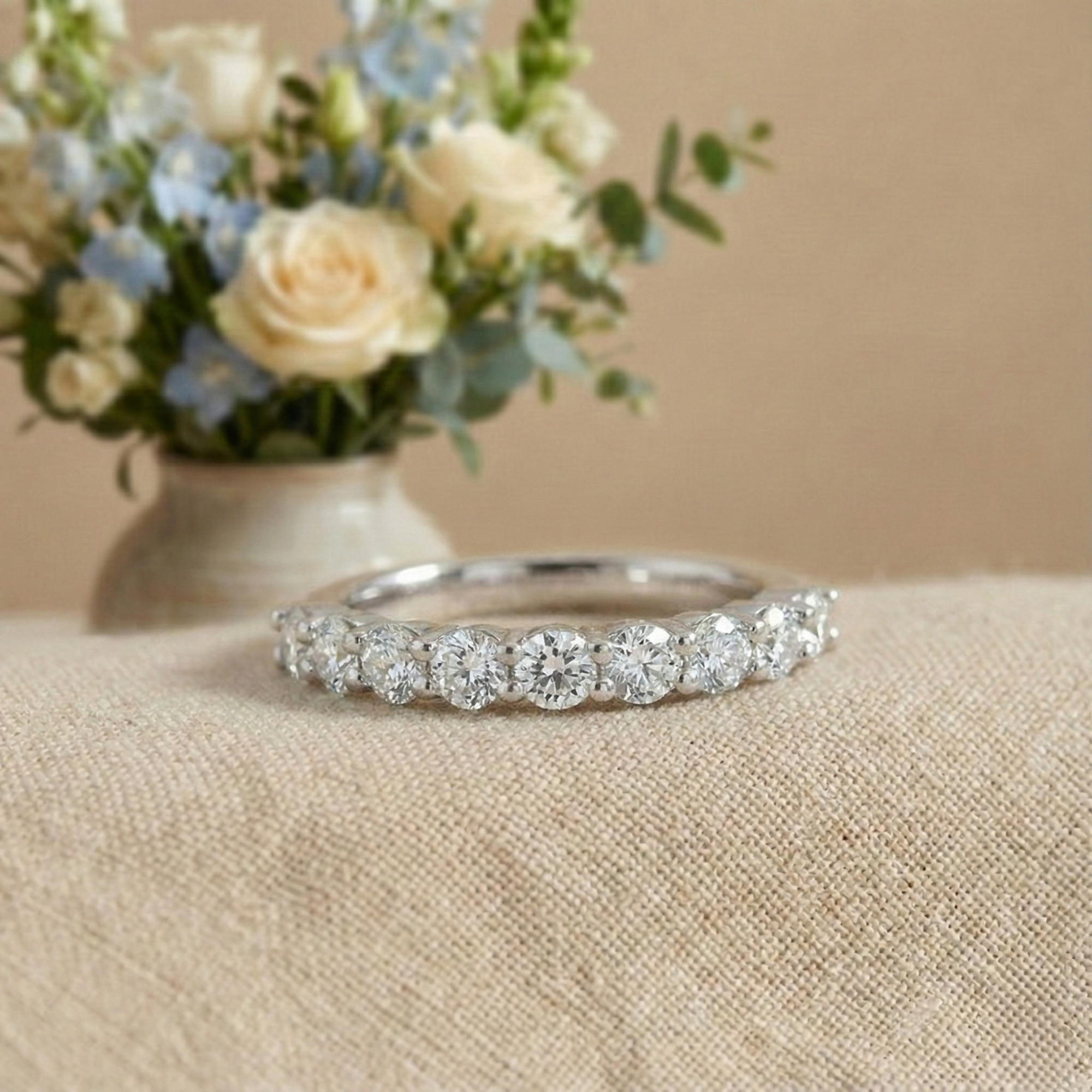Half Eternity Band Moissanite Ring