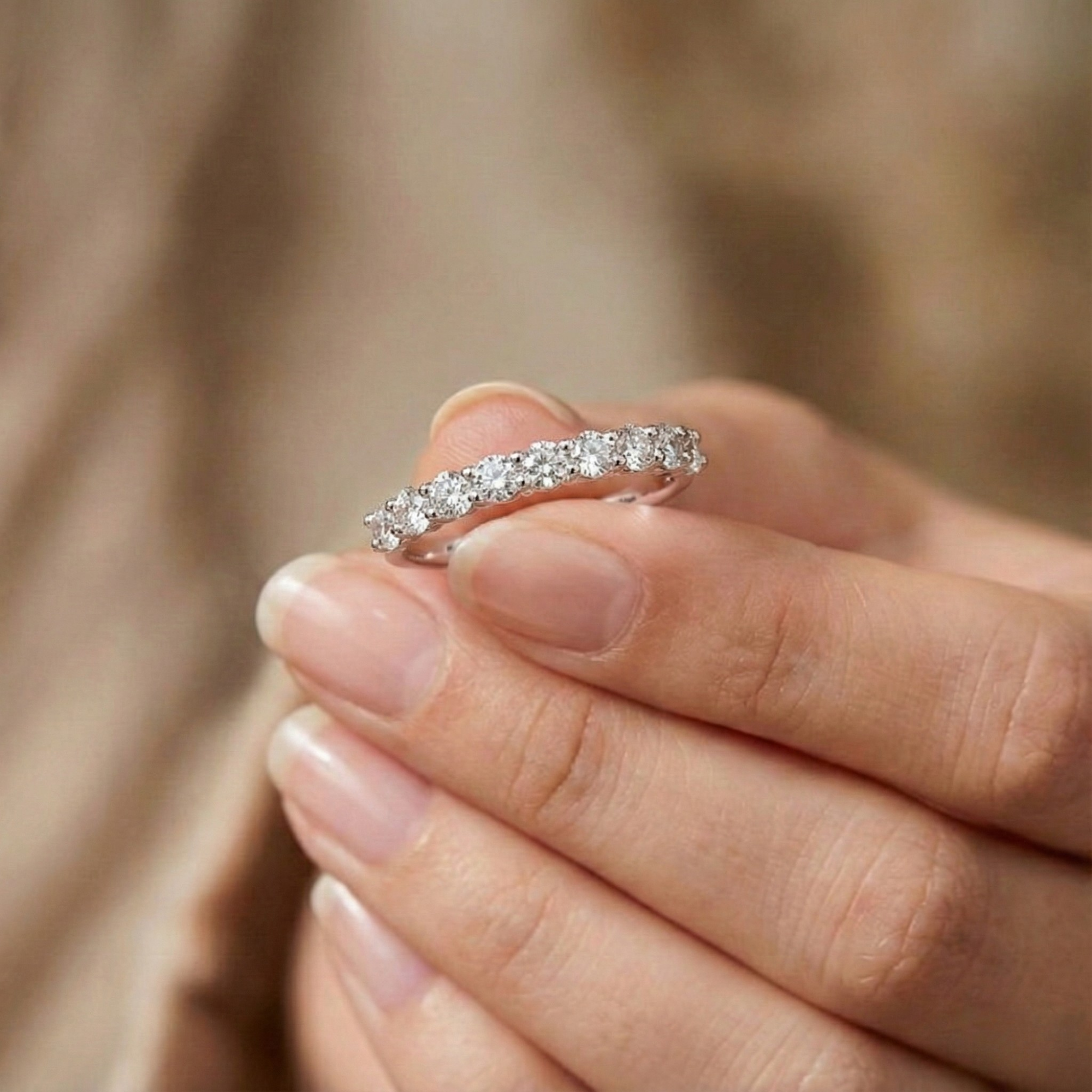 Half Eternity Band Moissanite Ring