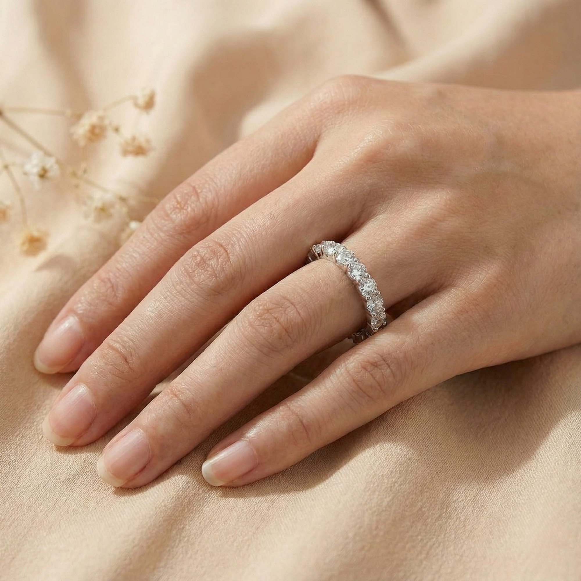 Half Eternity Band Moissanite Ring