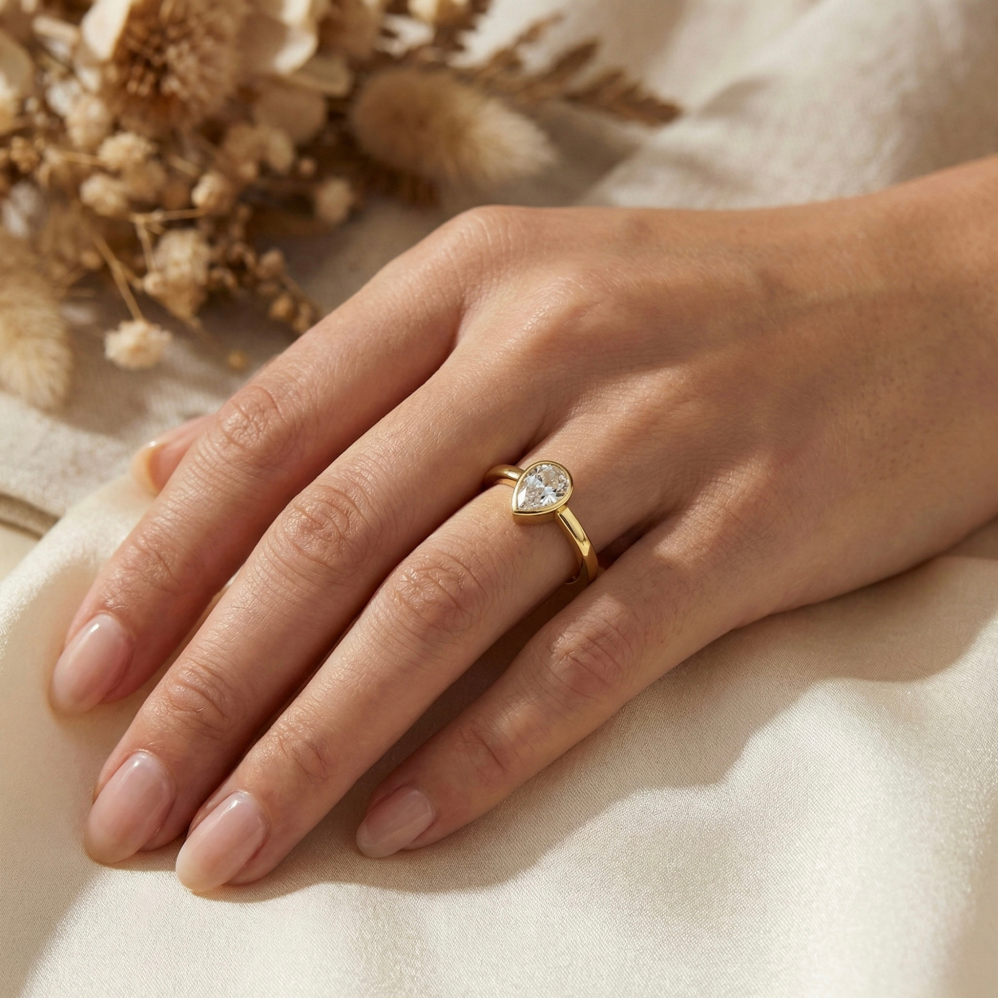 White Topaz Teardrop Ring