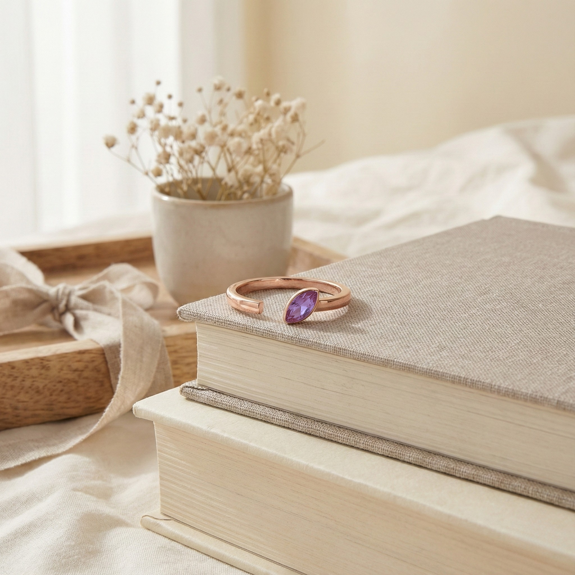 Amethyst Marquise Open Midi Rings