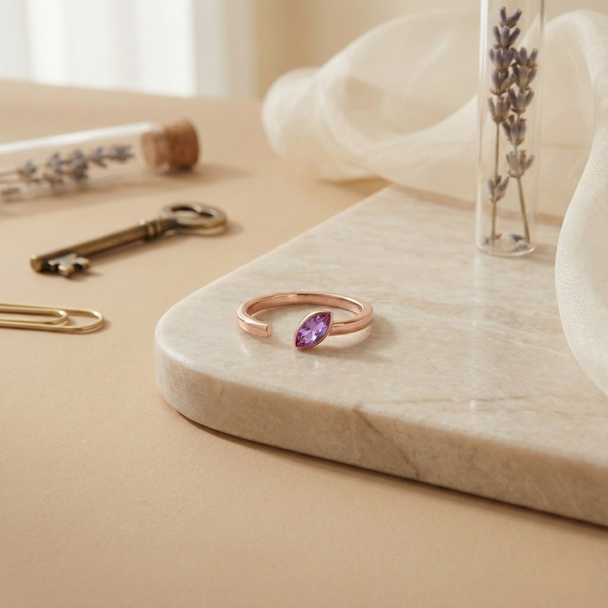 Amethyst Marquise Open Midi Rings