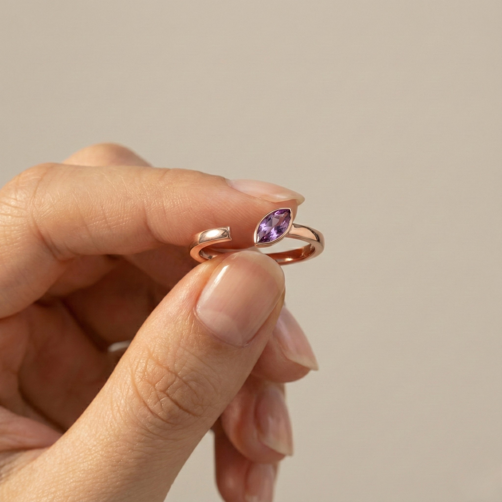 Amethyst Marquise Open Midi Rings