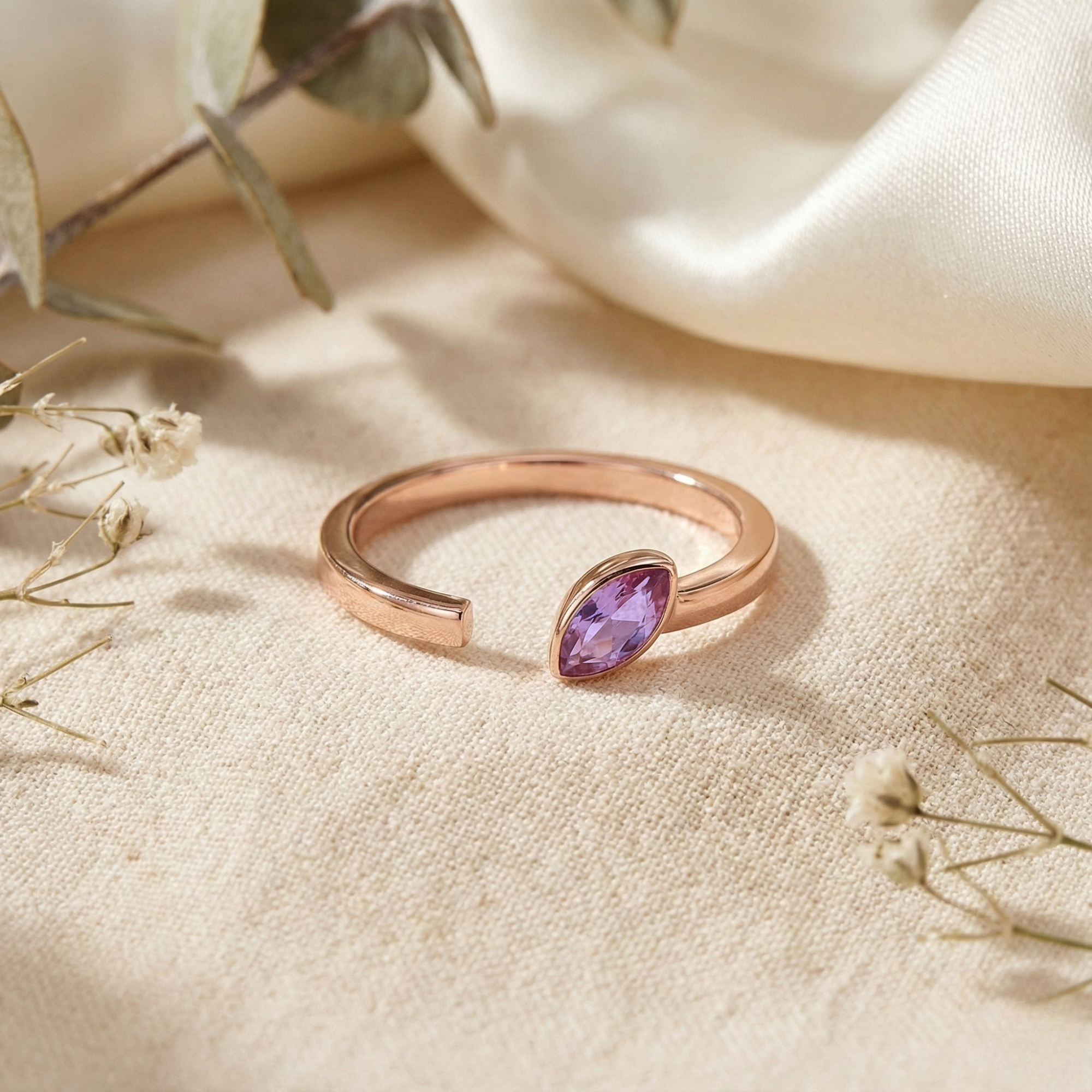 Amethyst Marquise Open Midi Rings