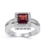 Garnet Chunky Fashion Ring, sterling silver and garnet ring, square garnet ring, red gemstone ring design, 925 sterling silver ring