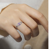 amethyst jewelry, affordable amethyst ring, evil eye ring designs
