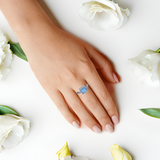 Square cut solitaire ring, blue gemstone solitaire ring, solitaire ring on a budget