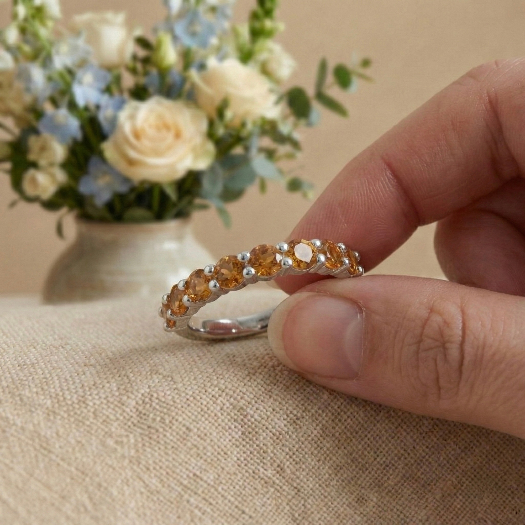 Citrine Half Eternity Ring