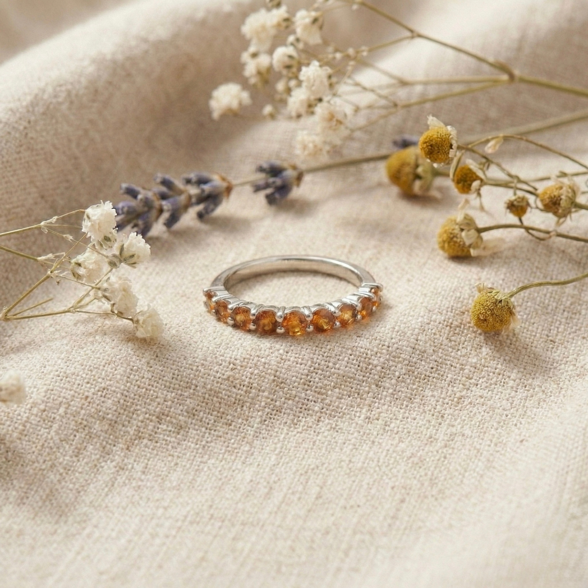 Citrine Half Eternity Ring