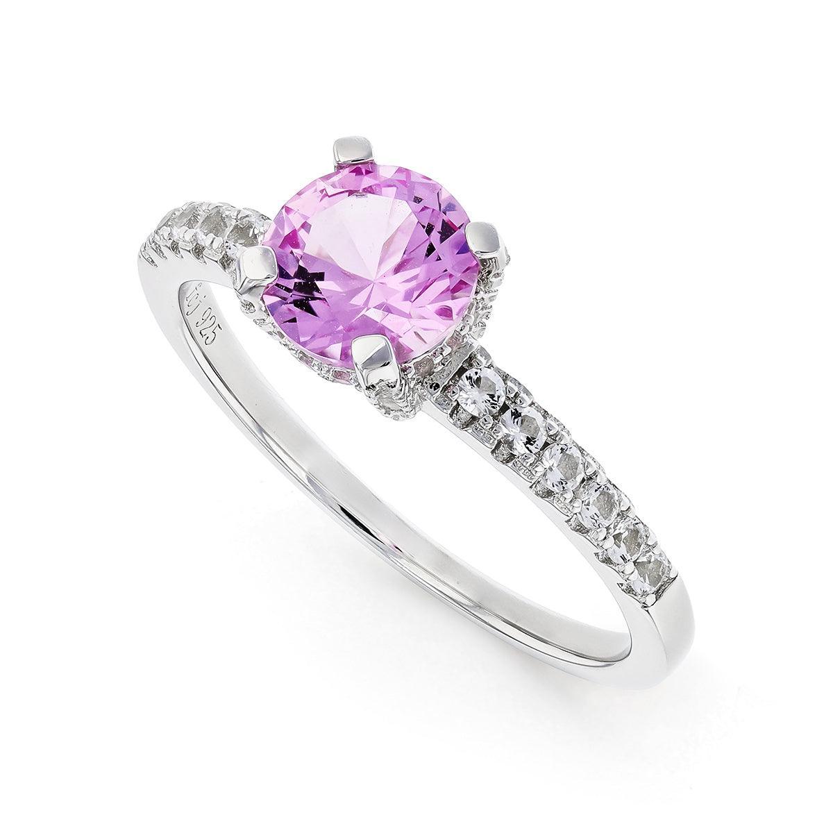Created Pink Sapphire Ring Pink Sapphire Ring September Birthstone Sapphire Promise Ring - FineColorJewels