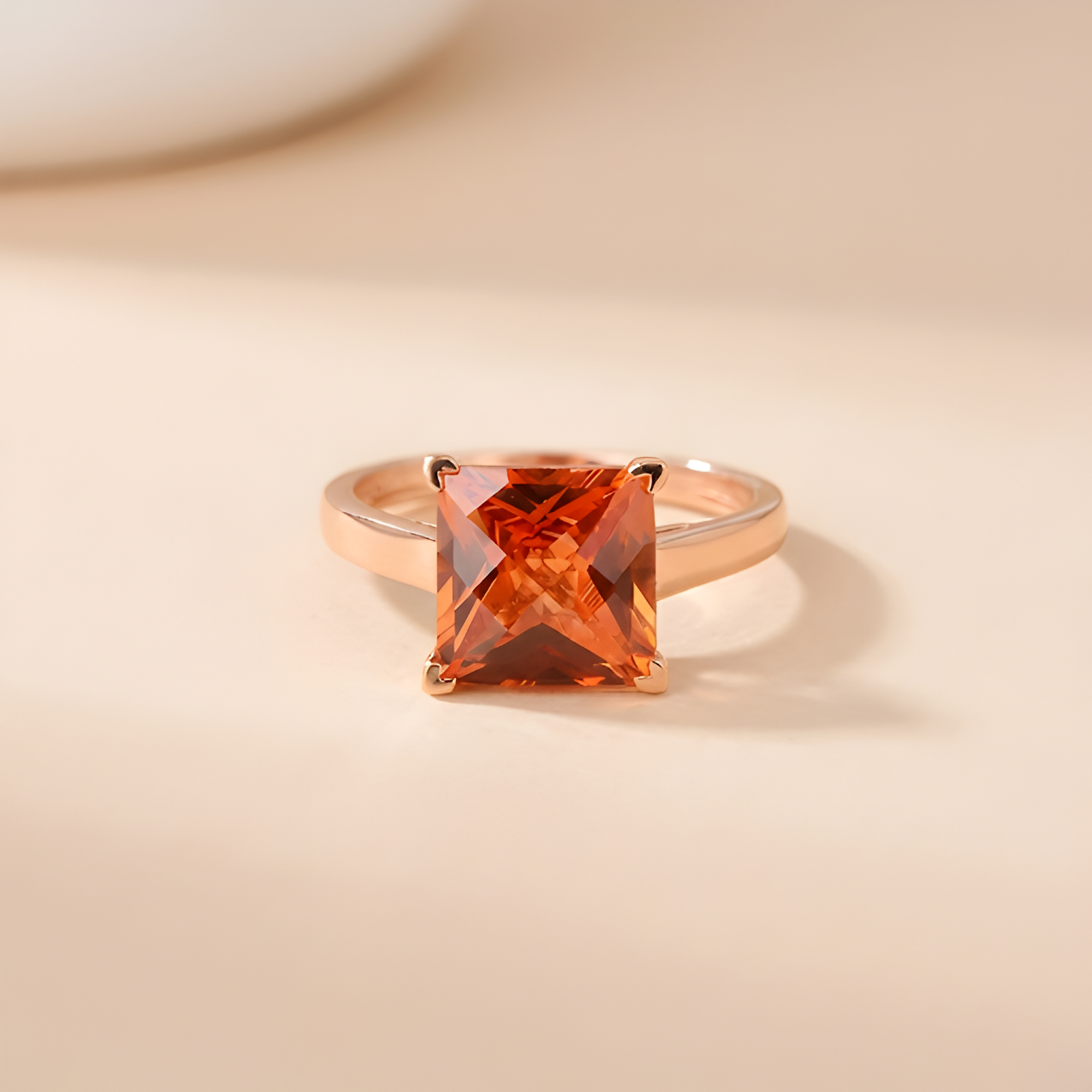 Cushion Peach Sapphire Rose Gold Ring