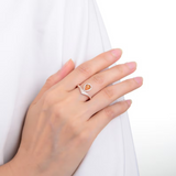 Pear shape peach sapphire ring, rings under $100, sapphire jewelry on a budget, crown inspired ring