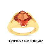18k yellow gold Lab Grown Padparadscha Sapphire Ring, Peach sapphire ring, orange cushion cut gemstone ring 
