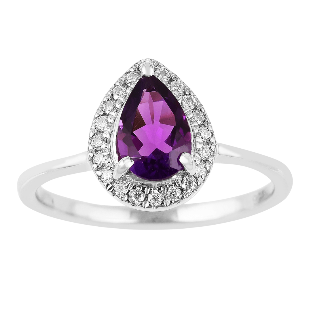 Natural Amethyst Teardrop Halo Ring Fine Color Jewels amethyst promise ring, best gift for girls, best gift for women, Christmas gift, dla-dm-discount-all-154898, February Birthstone, gift for her, Gift for Mom, gift for women, gift from daughter, gift ideas for her, gifts for her, Mother's Day Gift, New Year gift, purple gemstone ring, Teardrop halo ring , Valentine's Day gift