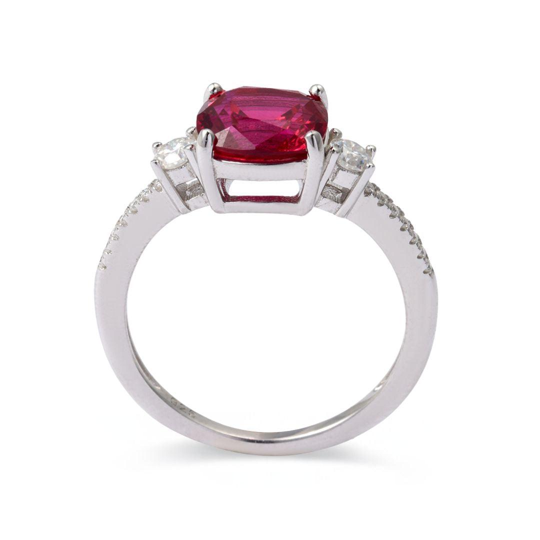 Lab Grown Ruby Three Stone Ring Fine Color Jewels 925 Sterling Silver Ruby Ring, best gift for girls, best gift for women, Christmas gift, dla-dm-discount-all-154898, gift for her, Gift for Mom, gift from daughter, July Birthstone Jewelry, Lab Created Ruby, lab grown ruby, Mother's Day Gift, New Year gift, red stone ring, ring for her, ring for women, Ruby pave ring, ruby ring, ruby three stone ring, Silver Three Stone ring, three stone ring, Valentine's Day gift