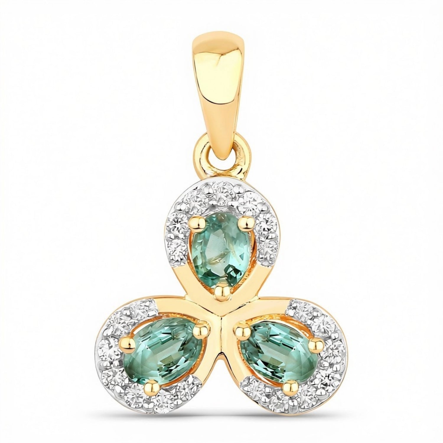0.55 Ct Genuine Oval Alexandrite and Diamond 18K Yellow Gold Floral Pendant Only