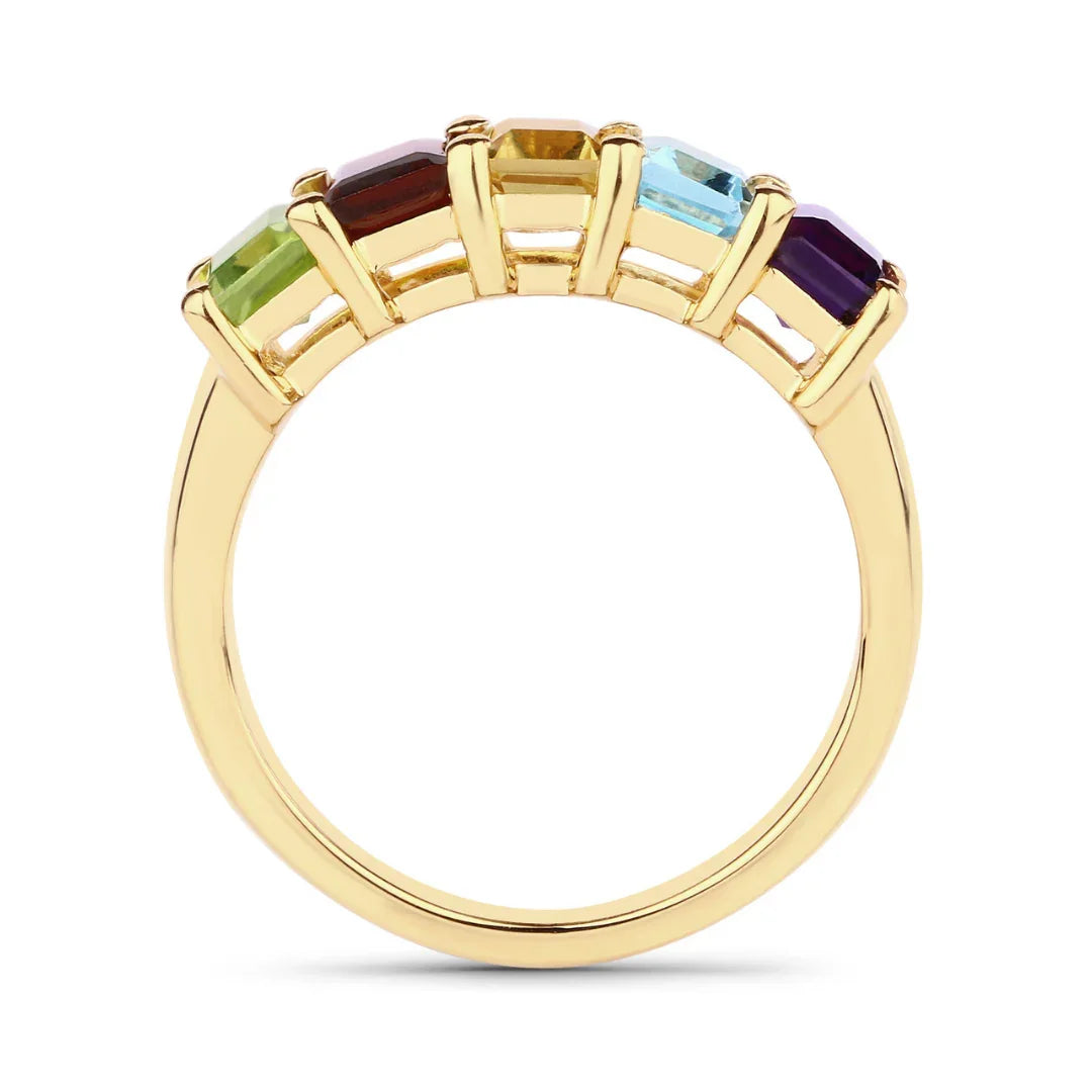 Anillo de plata con múltiples piedras preciosas