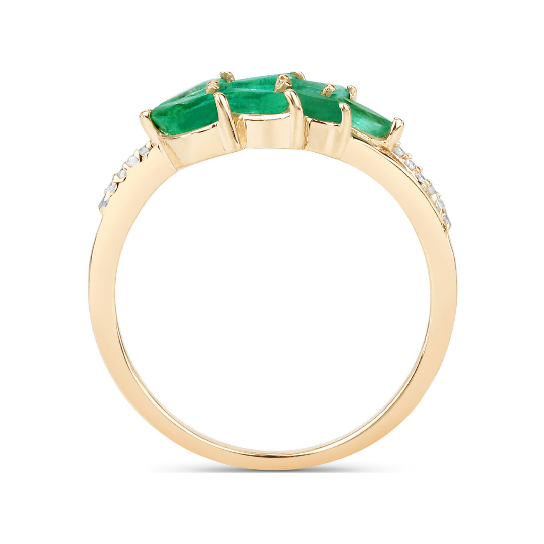 Anillo de racimo de esmeraldas de Zambia de 14 quilates con diamantes blancos