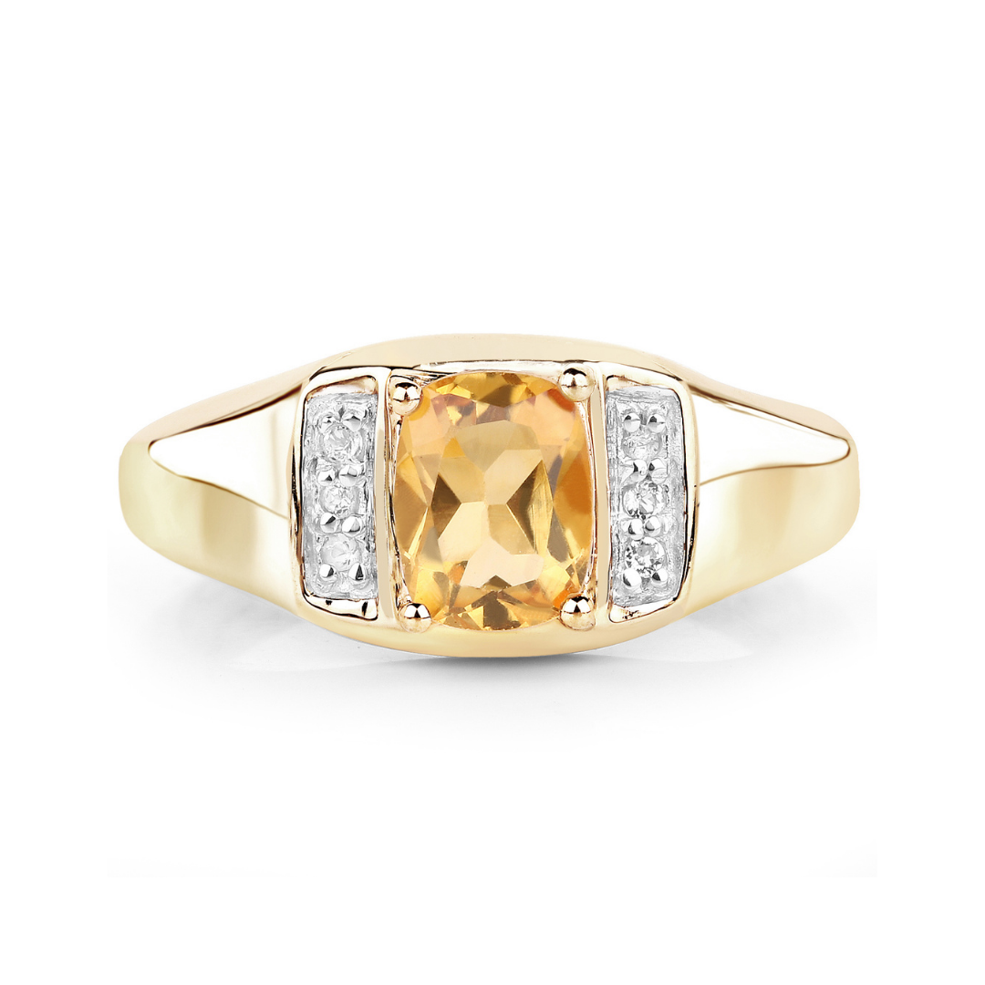 Anillo unisex de citrino y topacio blanco