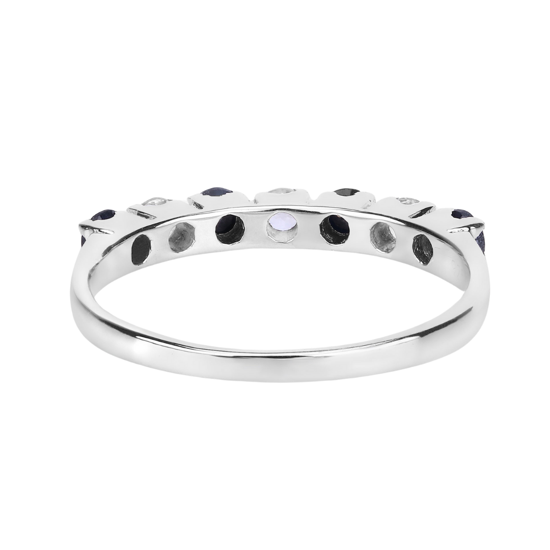 Black Sapphire and White Topaz Half Eternity Ring